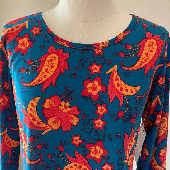 NWT LULAROE DEBBIE LONG SLEEVE FLORAL DRESS SIZE LARGE - Picture 3 of 9